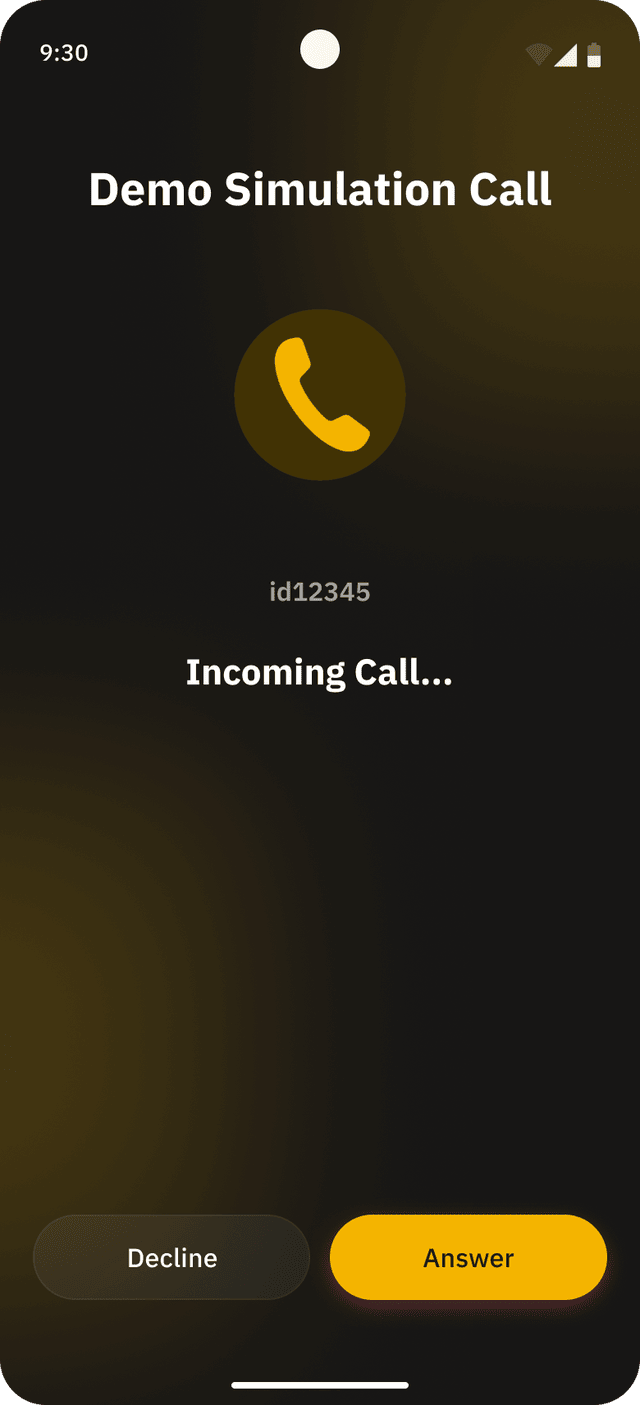 Jingle demo app receiving an inbound call