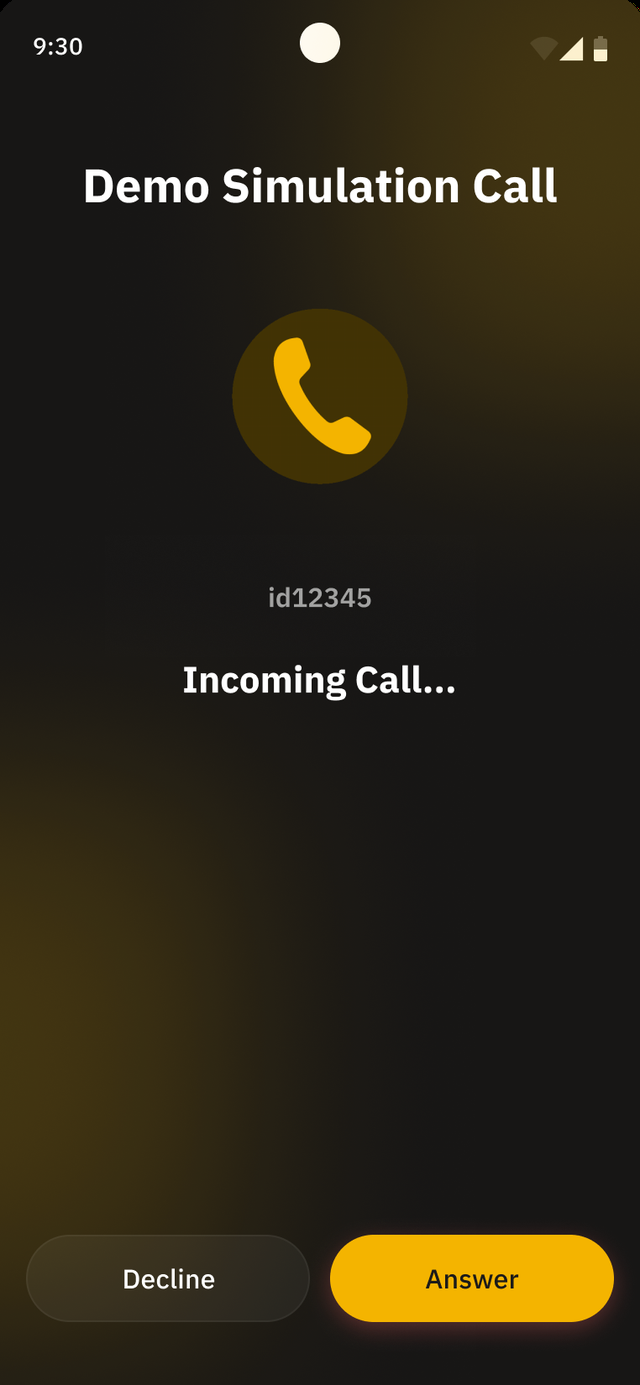 Jingle demo app showing a simulated call routing through the carrier network